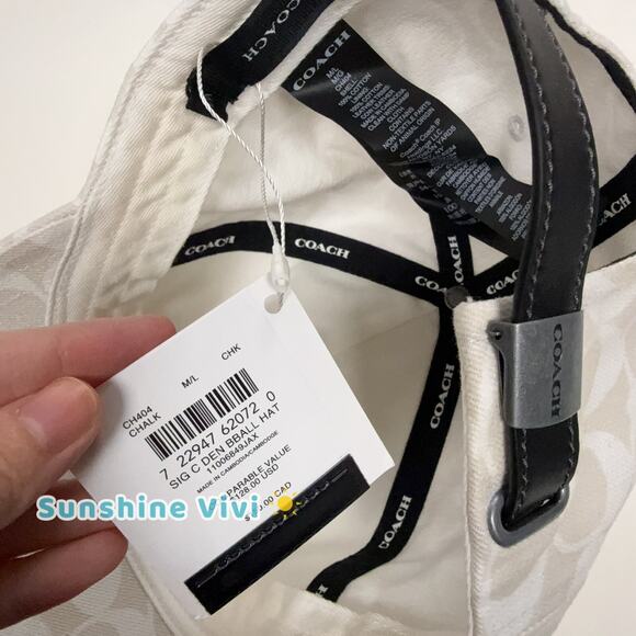 NWT Coach C Denim Signature Baseball Hat Color Chalk Adjustable Unisex CH404 m/l - Picture 5 of 8